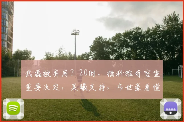 武磊被弃用？20时，扬科维奇官宣重要决定，吴曦支持，韦世豪看懂了